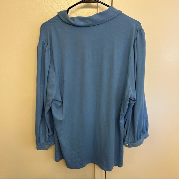 Ann Taylor Blue Pearl Button Down Collared Shirt Relaxed Fit Size XXL - Picture 5 of 6